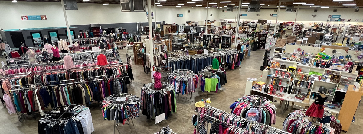 A thrift store sales floor